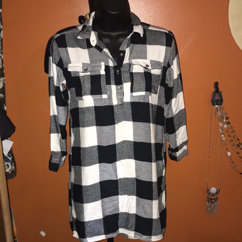 Black and white checkerboard flannel